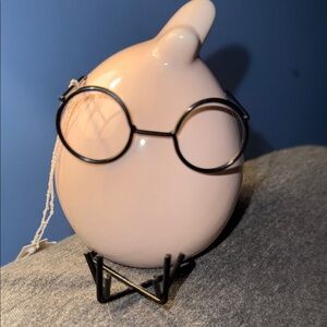 Pink Ceramic Egg with Glasses